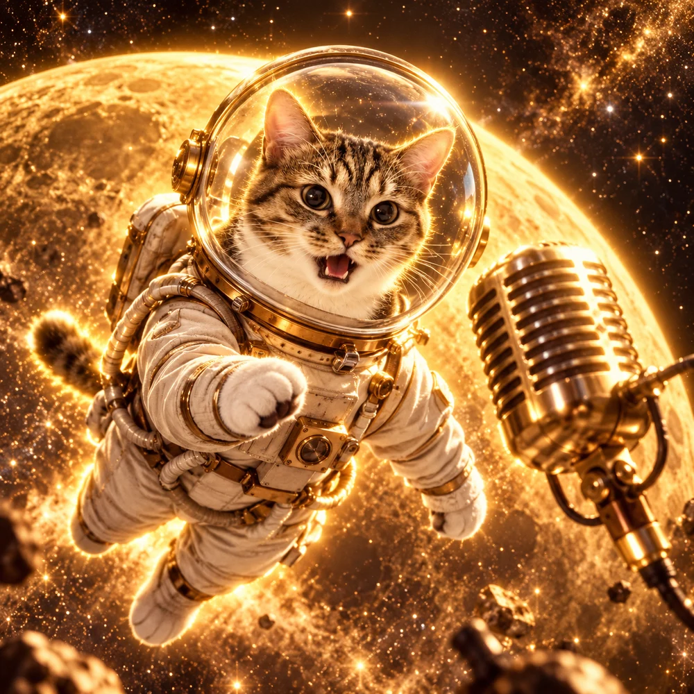 The cat broadcasting from space